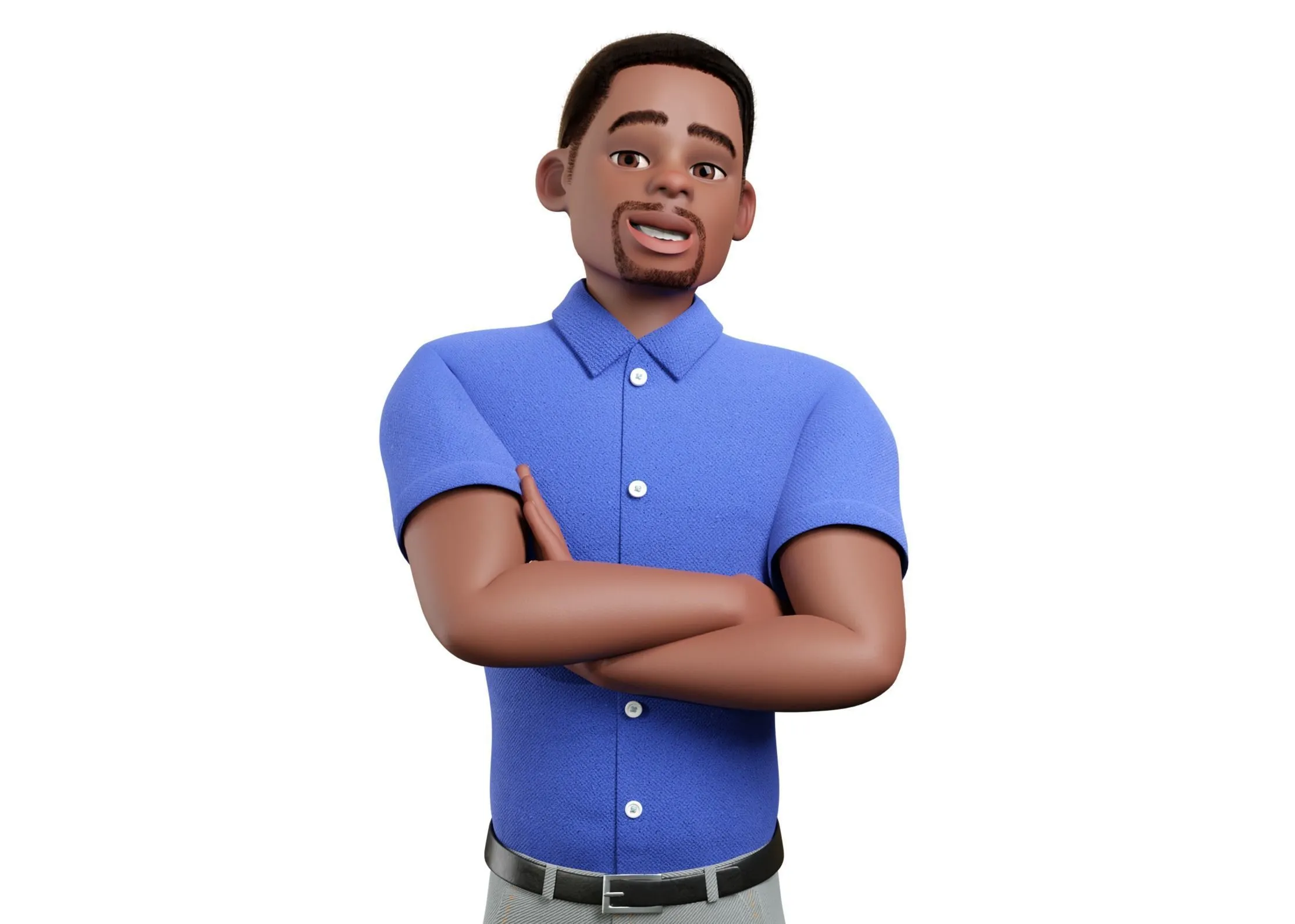 Cartoon Man Black 3D character rigging showcase